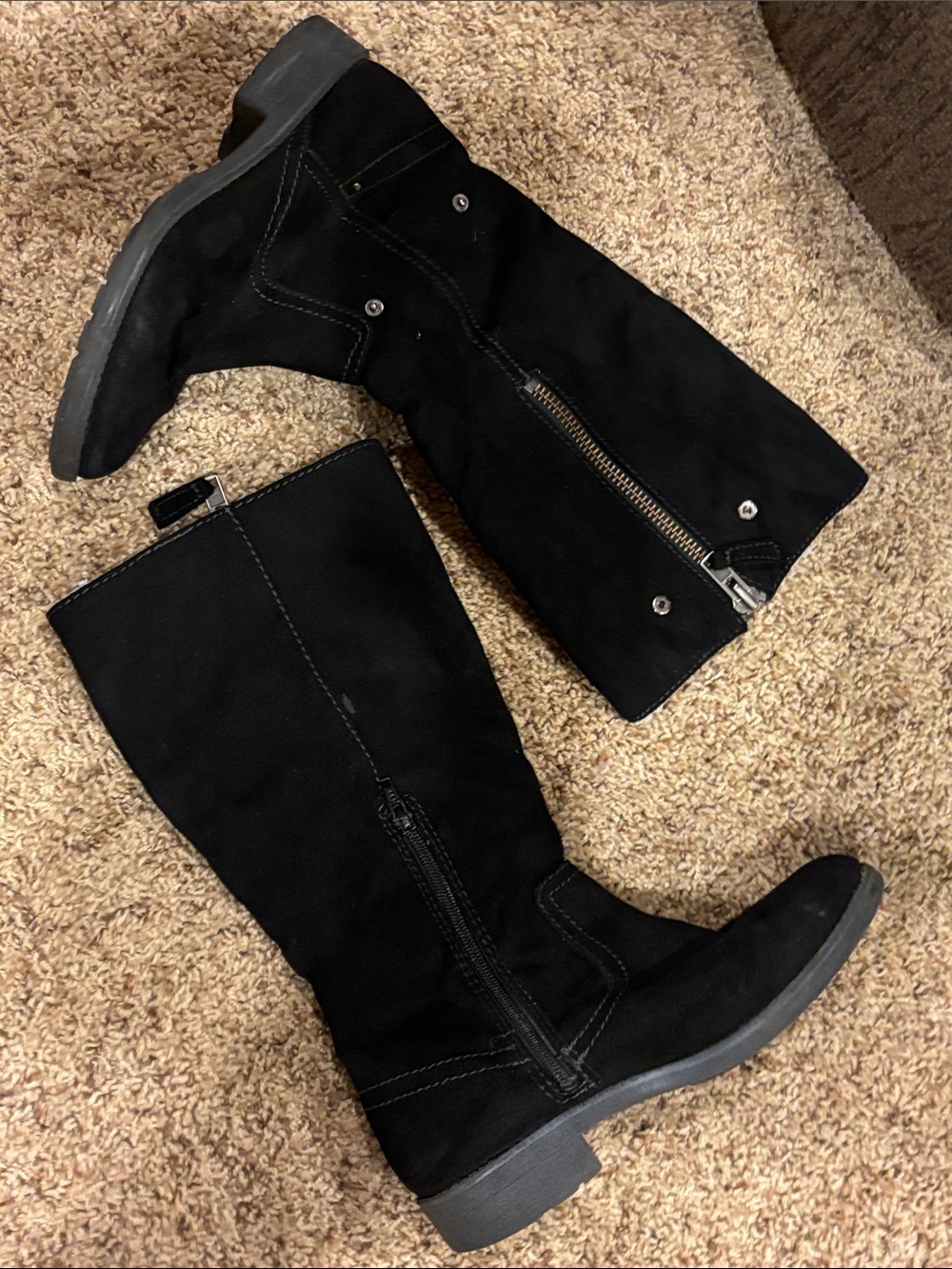 Black Mid-Calf Zippered Boots
